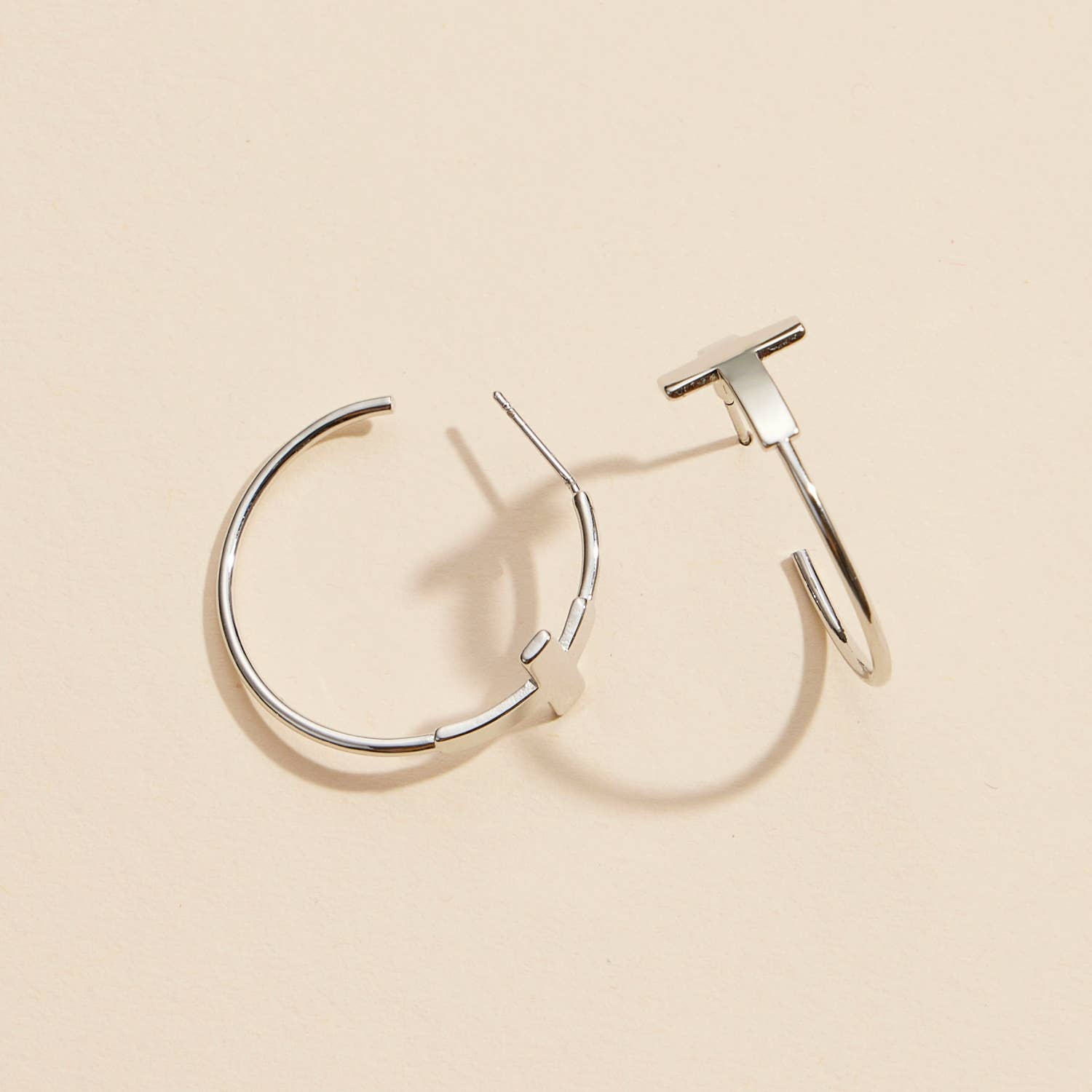 Cross Gold Dip Hoop Earrings